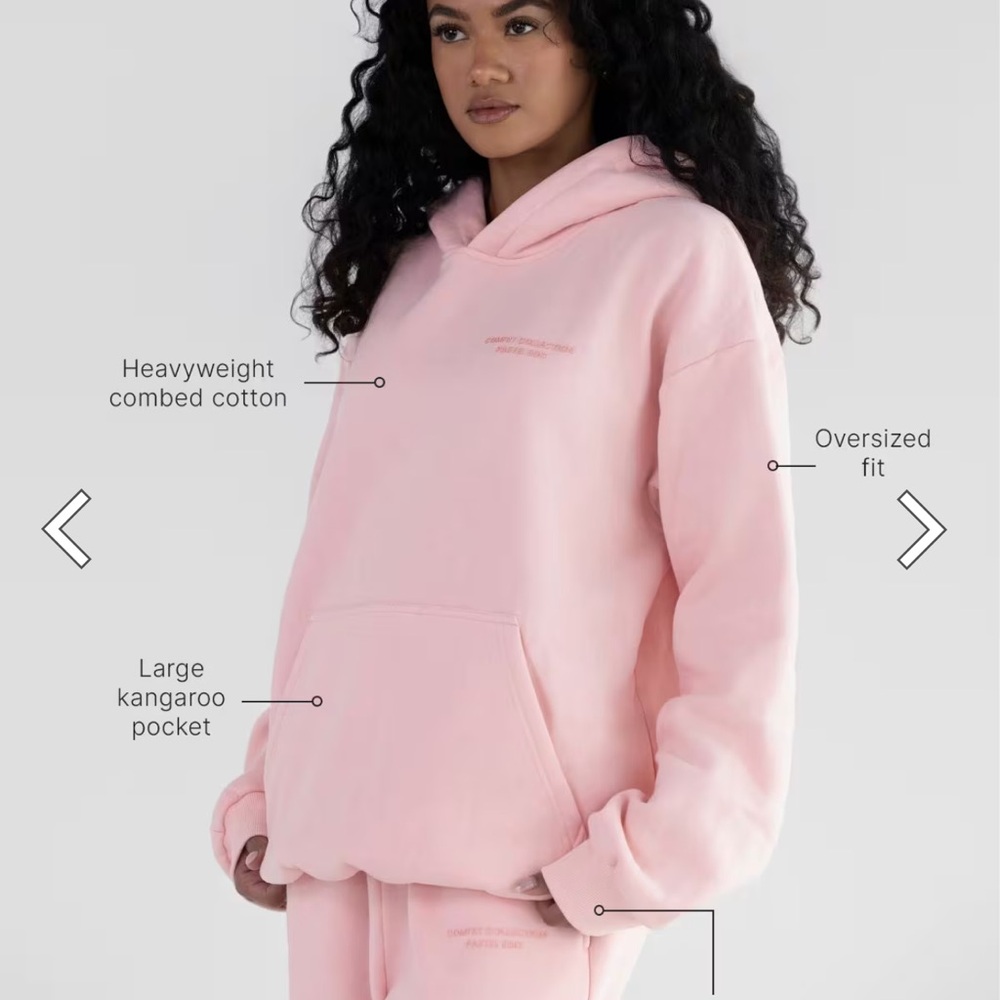 CMFRT Hoodie & shorts in Bubblegum (pastel collection) as SMALL both; NWOT set